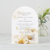 Elegante Blume aus weißem Gelb - Details Hochzeit Einladung (Stehend Vorderseite)