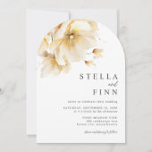 Elegante Blume aus weißem Gelb - Details Hochzeit Einladung (Vorderseite)