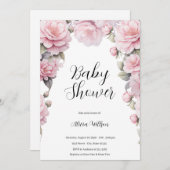 Elegante Blume Babydusche Einladung (Vorne/Hinten)