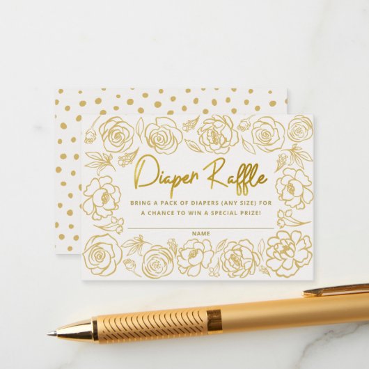 Elegante Blume Babydusche-Windelwaschkarte Begleitkarte (Vorderseite/Rückseite Beispiel)