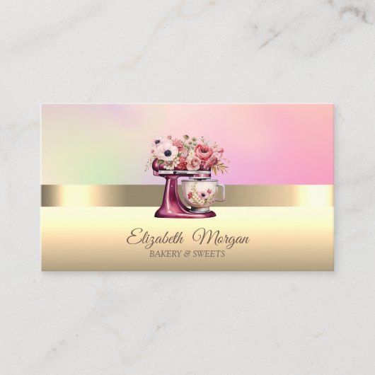 Elegante Blume-Bäckerei Beruflich Cake Red Mixer Visitenkarte (Vorderseite)