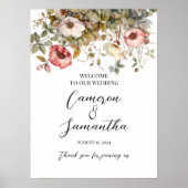 Elegante Blume Begrüßungszeichen Poster (Vorne)