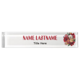 Elegante Blume benutzerdefinierter Name Namensplakette