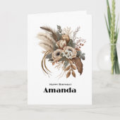 Elegante Blume - Blätter und Federn zum Geburtstag Karte (Vorderseite)