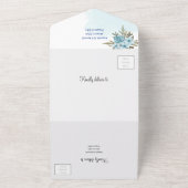 Elegante Blume Blaue Personalisierte Hochzeit All In One Einladung (Außenbereich)