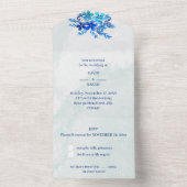 Elegante Blume Blauer individueller Hochzeitsservi All In One Einladung (Innen Boden)