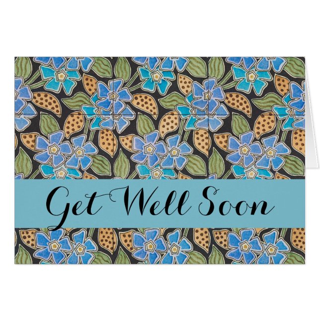 Elegante Blume Blue Periwinkle Floral Classic (Vorderseite (Horizontal))