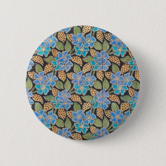 Elegante Blume Blue Periwinkle Floral Classic Button (Vorderseite)
