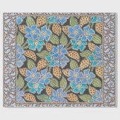 Elegante Blume Blue Periwinkle Floral Classic Geschenkpapier (Flach)