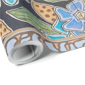 Elegante Blume Blue Periwinkle Floral Classic Geschenkpapier (Rolleneckpunkt)