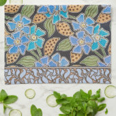 Elegante Blume Blue Periwinkle Floral Classic Geschirrtuch (Gefaltet)