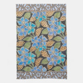 Elegante Blume Blue Periwinkle Floral Classic Geschirrtuch (Vertikal)