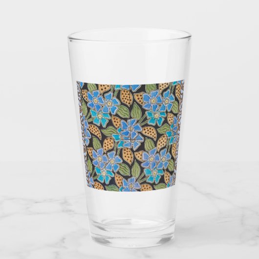 Elegante Blume Blue Periwinkle Floral Classic Glas (Vorderseite)