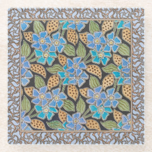 Elegante Blume Blue Periwinkle Floral Classic Glasuntersetzer