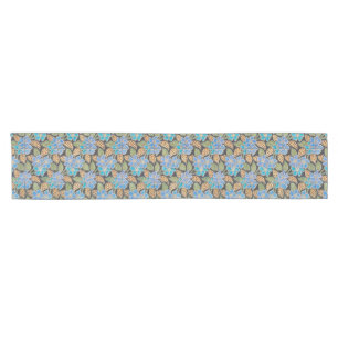 Elegante Blume Blue Periwinkle Floral Classic Kurzer Tischläufer