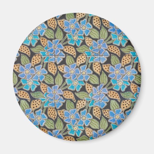 Elegante Blume Blue Periwinkle Floral Classic Magnet (Vorne)