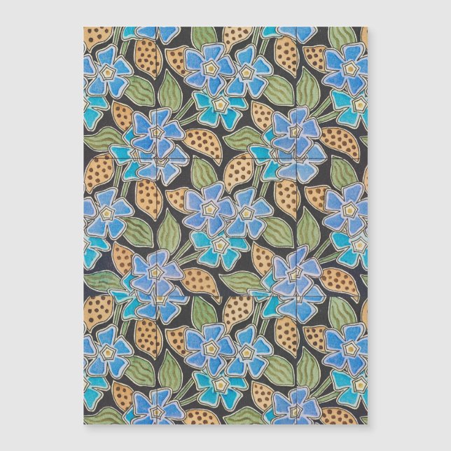 Elegante Blume Blue Periwinkle Floral Classic Magnetkarte (Vorderseite)