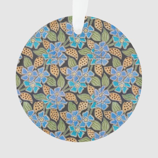 Elegante Blume Blue Periwinkle Floral Classic Ornament (Vorderseite)