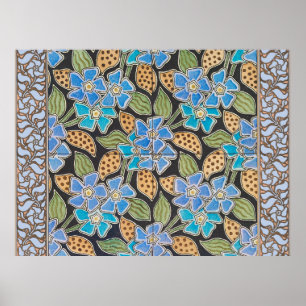 Elegante Blume Blue Periwinkle Floral Classic Poster
