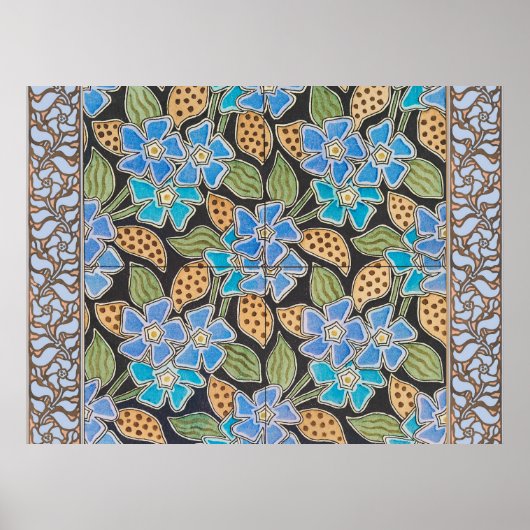 Elegante Blume Blue Periwinkle Floral Classic Poster (Vorne)