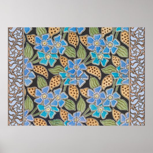 Elegante Blume Blue Periwinkle Floral Classic Poster (Vorne)