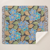 Elegante Blume Blue Periwinkle Floral Classic Sherpadecke (Vorderseite (Horizontal))