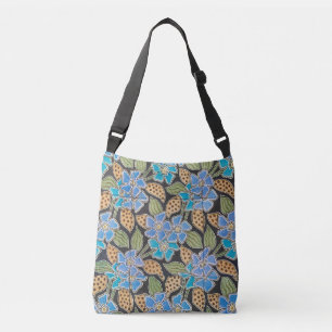 Elegante Blume Blue Periwinkle Floral Classic Tragetaschen Mit Langen Trägern