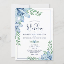Elegante Blume Blumen Grüne Hochzeit Einladung