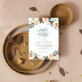 Elegante Blume Border Save the Date Typografie Einladung