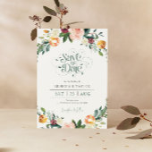 Elegante Blume Border Save the Date Typografie Einladung