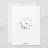 Elegante Blume Botanische Linie Hochzeit Einladung (Rückseite)