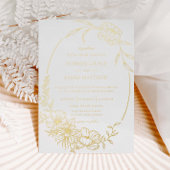 Elegante Blume Botanische Linie Hochzeit Folieneinladung