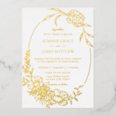 Elegante Blume Botanische Linie Hochzeit Folieneinladung (Vorderseite)