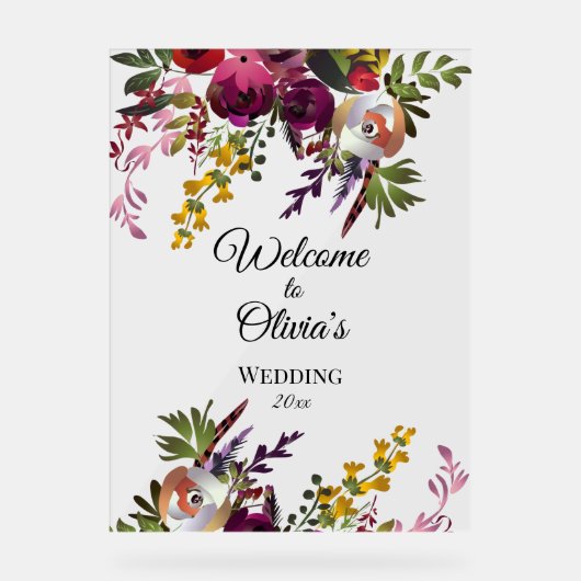 Elegante Blume Bouquet Acrylschild (Vorderseite)