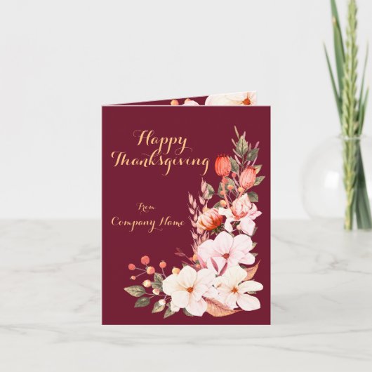 Elegante Blume Bouquet Company Happy Thanksgiving Einladung (Vorderseite)