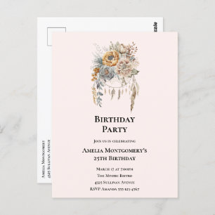 Elegante Blume Bouquet mit Dreamcatcher Geburtstag Postkarte