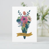 Elegante Blume Bouquet Ribbon Vielen Dank Dankeskarte (Stehend Vorderseite)