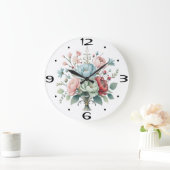 Elegante Blume Bouquet Soft Pastellfarben Große Wanduhr (Zuhause)