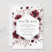 Elegante Blume Burgundy Wedding Save The Date (Vorderseite)
