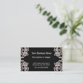 Elegante Blume Business Card Schwarz/Weiß Deko Visitenkarte (Stehend Vorderseite)