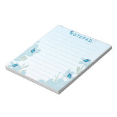 Elegante Blume Butterfly Blue Hintergrund Notizblock (Rotiert)