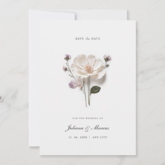 Elegante Blume Chic Save The Date (Vorderseite)