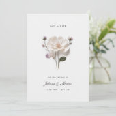 Elegante Blume Chic Save The Date (Stehend Vorderseite)