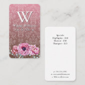 Elegante Blume | Damask Muster Visitenkarte (Vorne/Hinten)