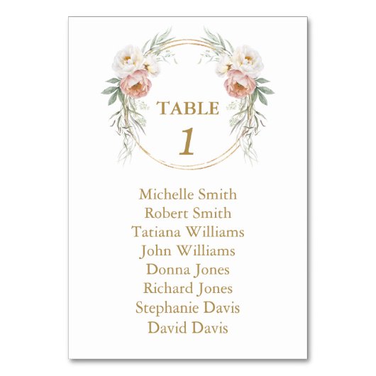 Elegante Blume der weißen Dusty-Rose Tischnummer (Vorderseite)