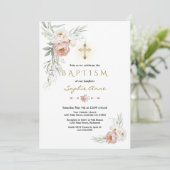 Elegante Blume der weißen Dusty-Rose überqueren Ta Einladung (Stehend Vorderseite)