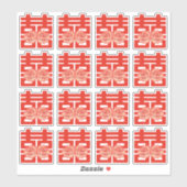 Elegante Blume Double Xi Chinesische Hochzeit Aufkleber (Blatt)