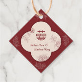 Elegante Blume Double Xi Chinesische Hochzeit Geschenkanhänger (Rückseite)