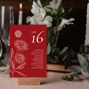 Elegante Blume Double Xi Guest Names Tischnummer