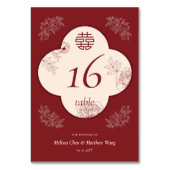 Elegante Blume Double Xi Wedding Tischnummer (Vorderseite)